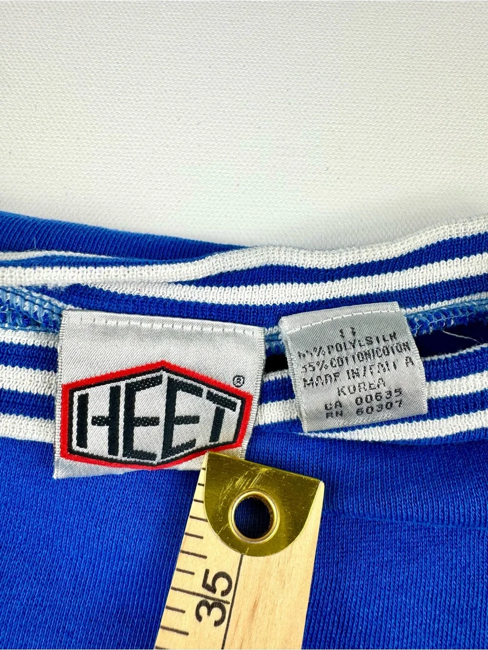 Vintage Chill Out Graphic Varsity Crewneck Sweatshirt Striped Blue Cuffs 1980s